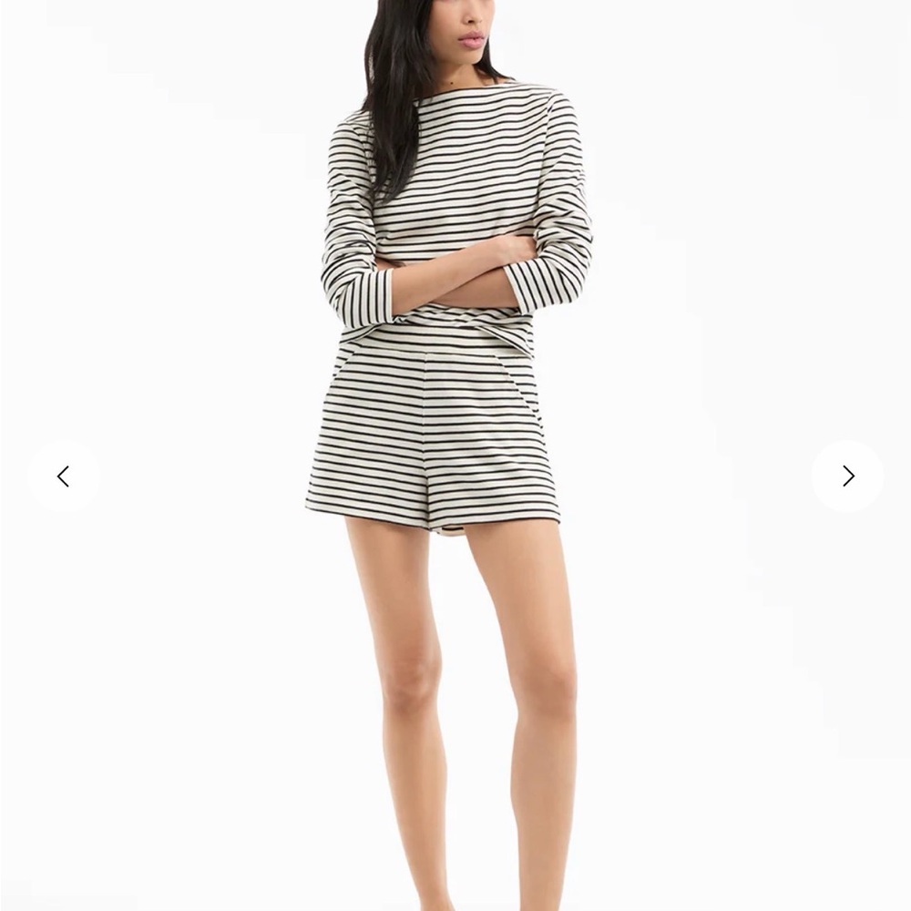 Veronica Beard Black and White Striped Top and shorts set